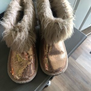 Children place boots